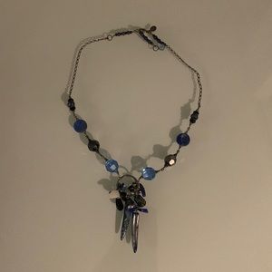 Stunning Blue Mixed Material Necklace